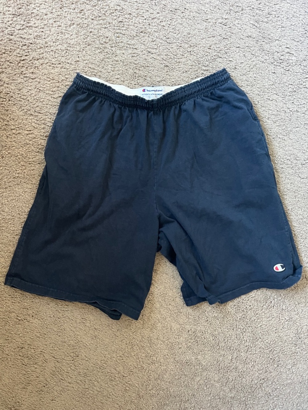 Champion Navy Blue Athletic Shorts with Embroidered Logo